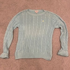 Lilly Pulitzer Cable Knit Sweater with Green Palm Tree